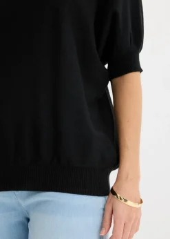 bonprix bonprix Jersey de punto fino y mezcla de algodón Negro Clearance