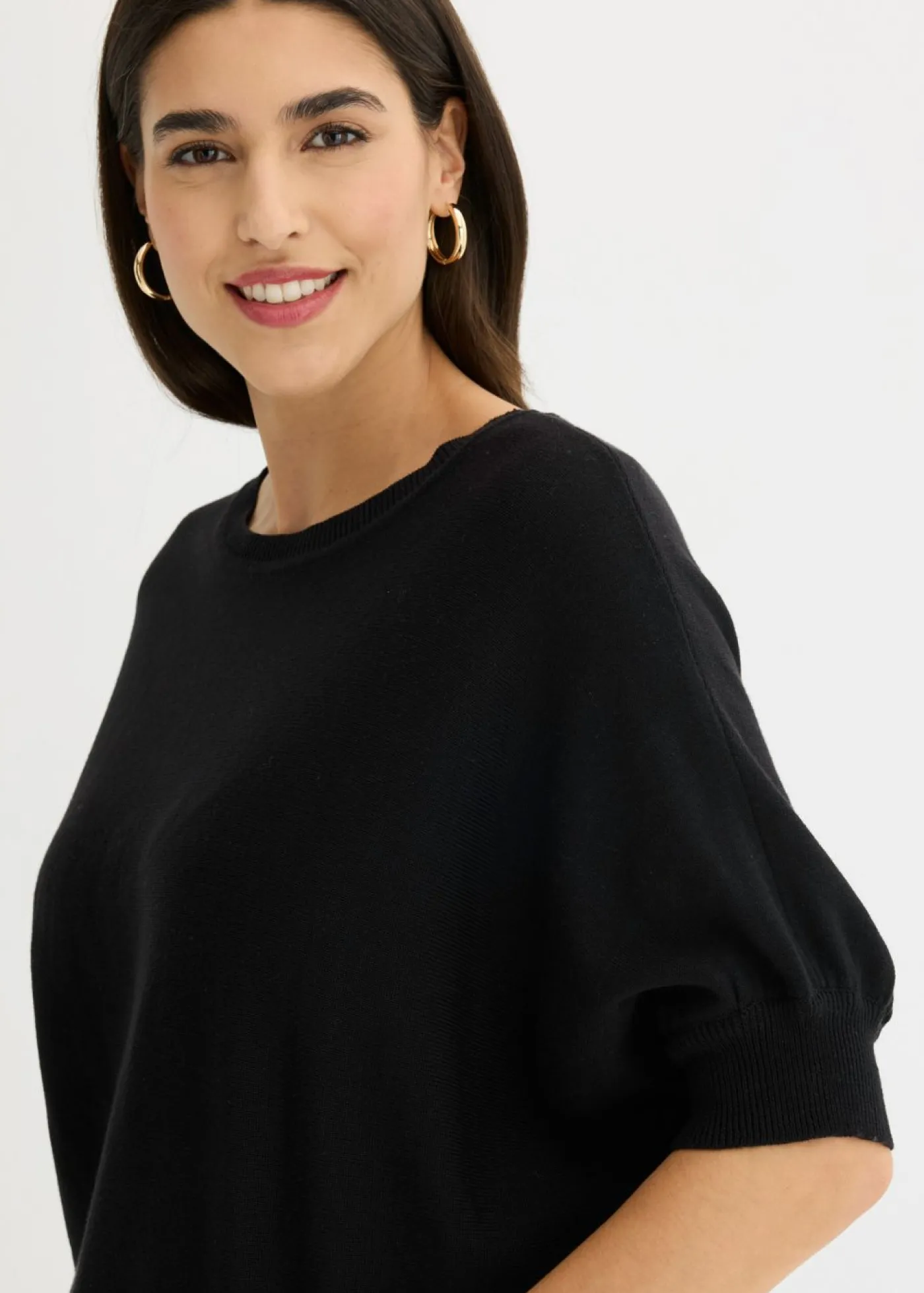 bonprix bonprix Jersey de punto fino y mezcla de algodón Negro Clearance