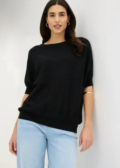 bonprix bonprix Jersey de punto fino y mezcla de algodón Negro Clearance