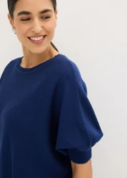 bonprix bonprix Jersey de punto fino y mezcla de algodón Azul marino profundo Hot