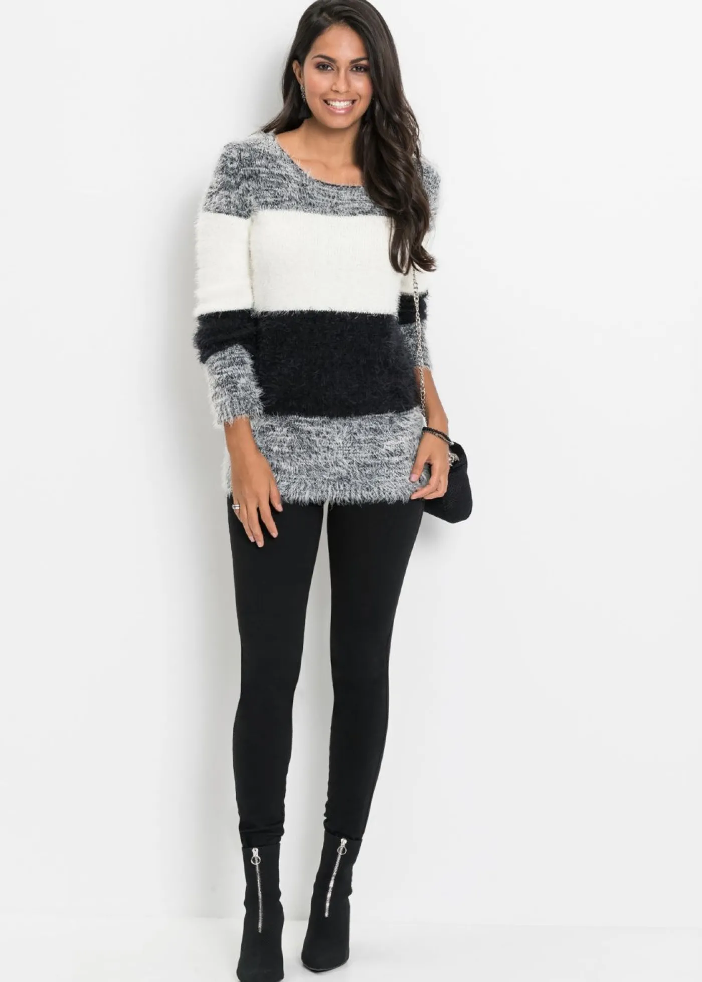 bonprix bonprix Jersey de punto grueso Negro-blanco con rayas Outlet
