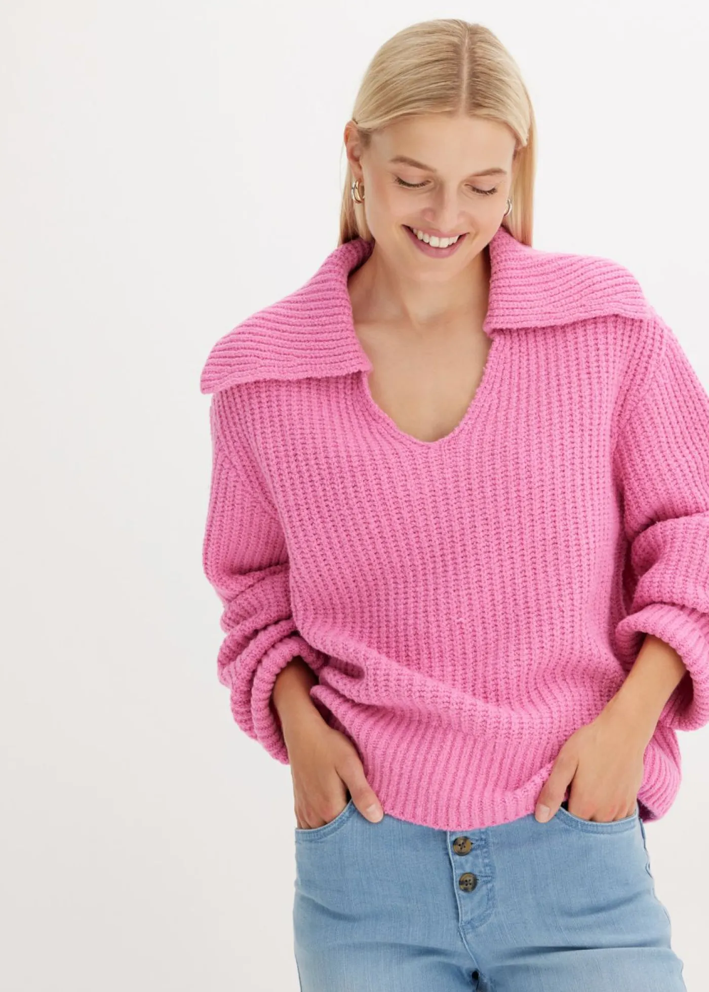 bonprix bonprix Jersey de punto grueso Rosa fucsia Outlet