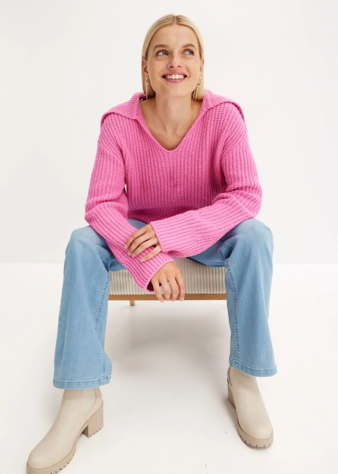 bonprix bonprix Jersey de punto grueso Rosa fucsia Outlet