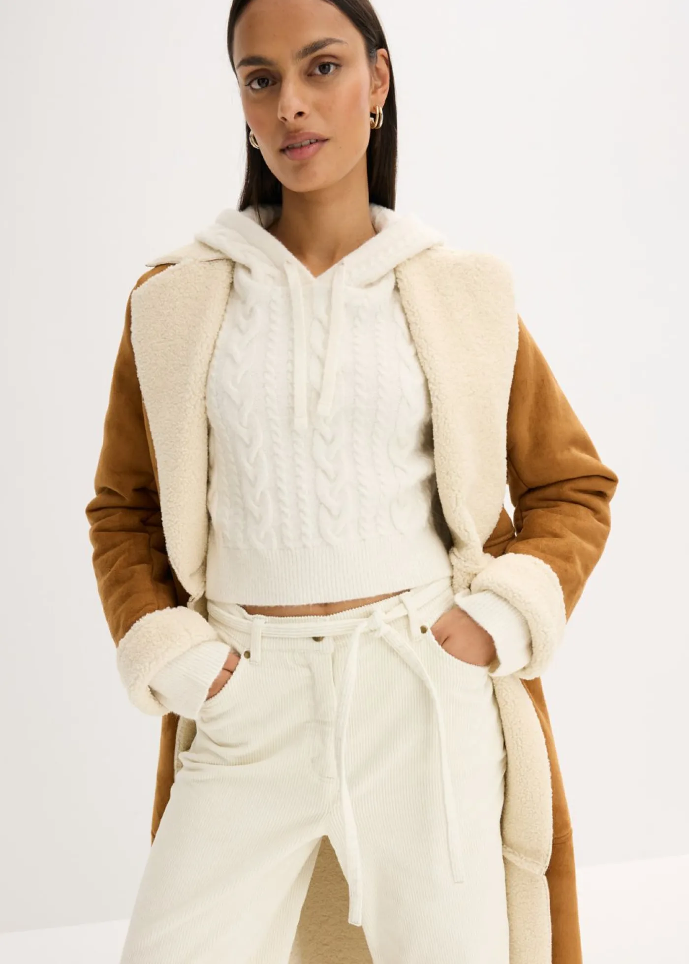 bonprix bonprix Jersey de punto grueso con capucha blanco perla Best
