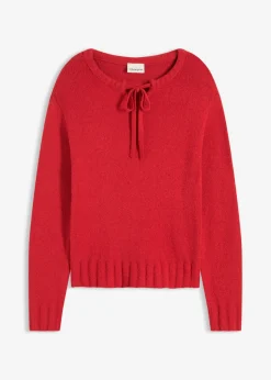 bonprix bonprix Jersey de punto grueso con cordón rojo cayena Sale