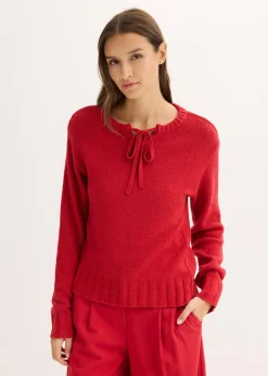 bonprix bonprix Jersey de punto grueso con cordón rojo cayena Sale