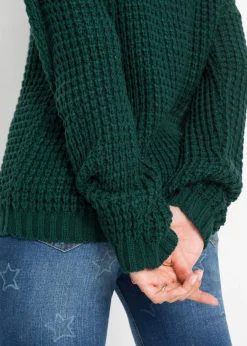 bonprix bonprix Jersey de punto grueso con detalle de cremallera Verde intenso Best