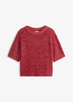 bonprix bonprix Jersey de punto grueso con hilo suave Cereza/arena claro jaspeado Sale