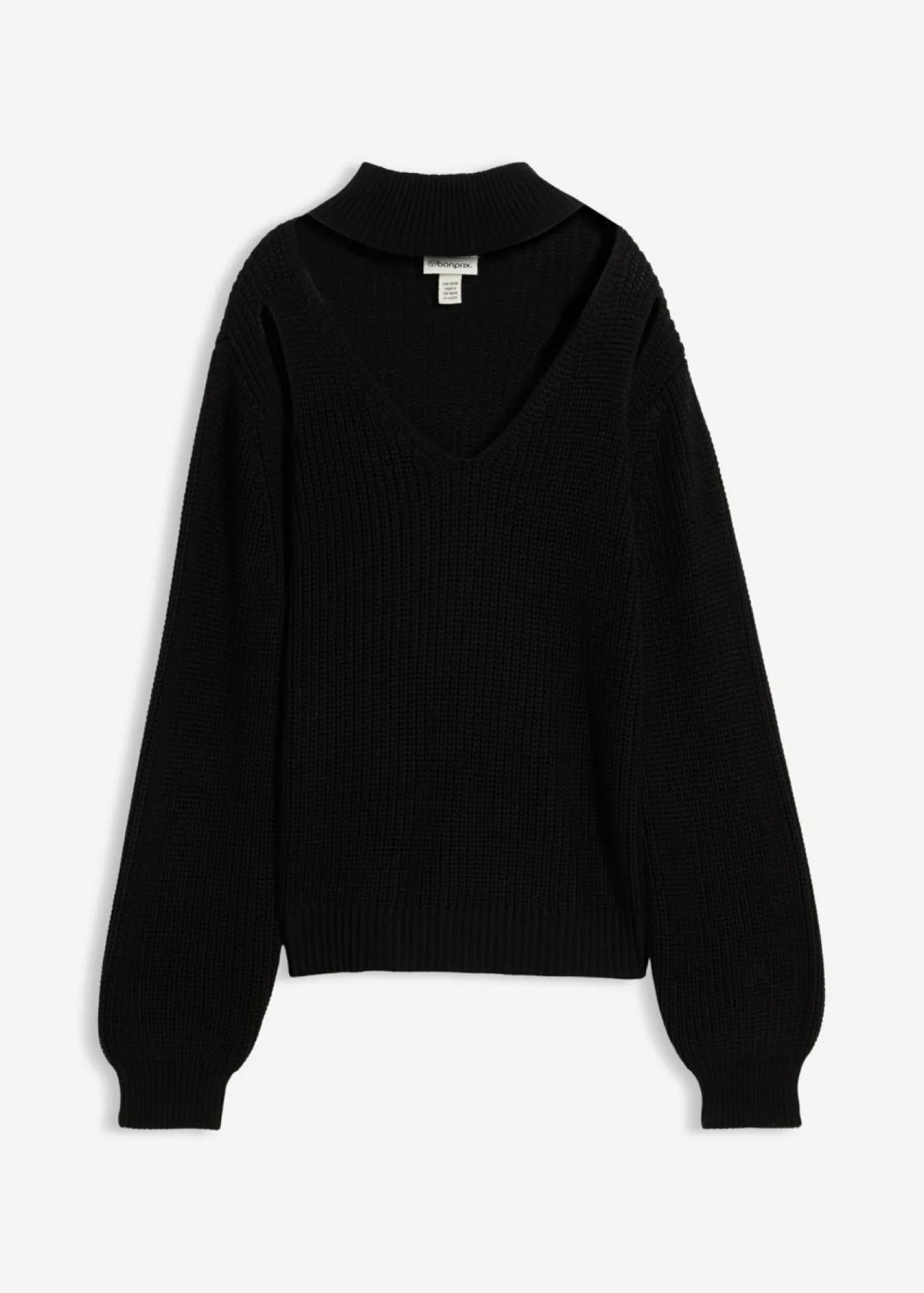 bonprix bonprix Jersey de punto grueso con aberturas Negro Outlet