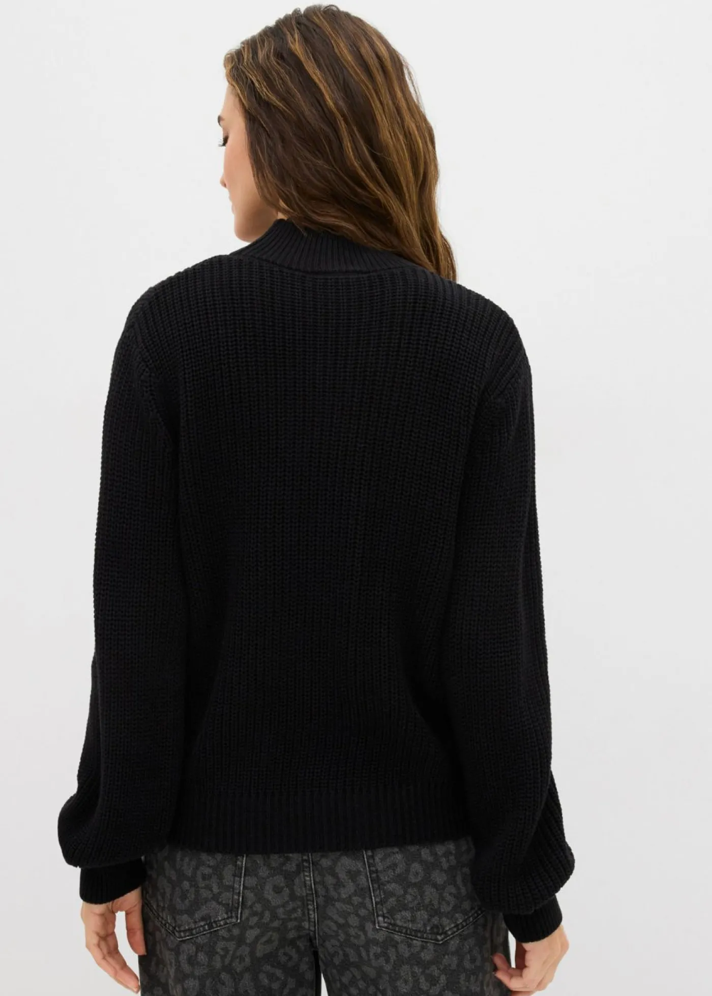 bonprix bonprix Jersey de punto grueso con aberturas Negro Outlet