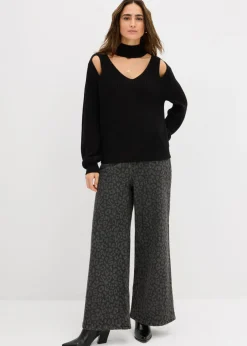 bonprix bonprix Jersey de punto grueso con aberturas Negro Outlet