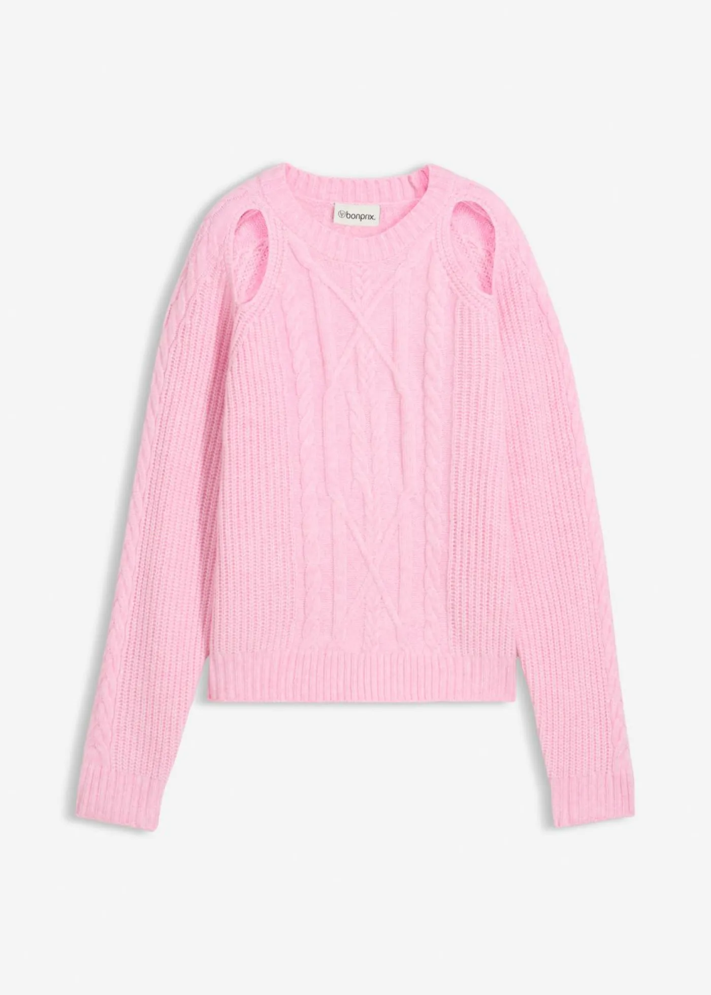 bonprix bonprix Jersey de punto grueso con patrón trenzado Rosa Discount
