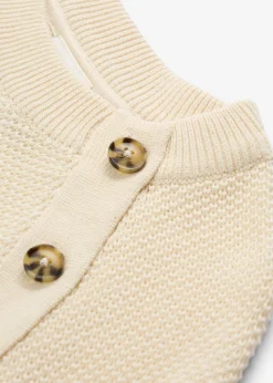 bonprix bonprix Jersey de punto grueso con botonera blanco perla New
