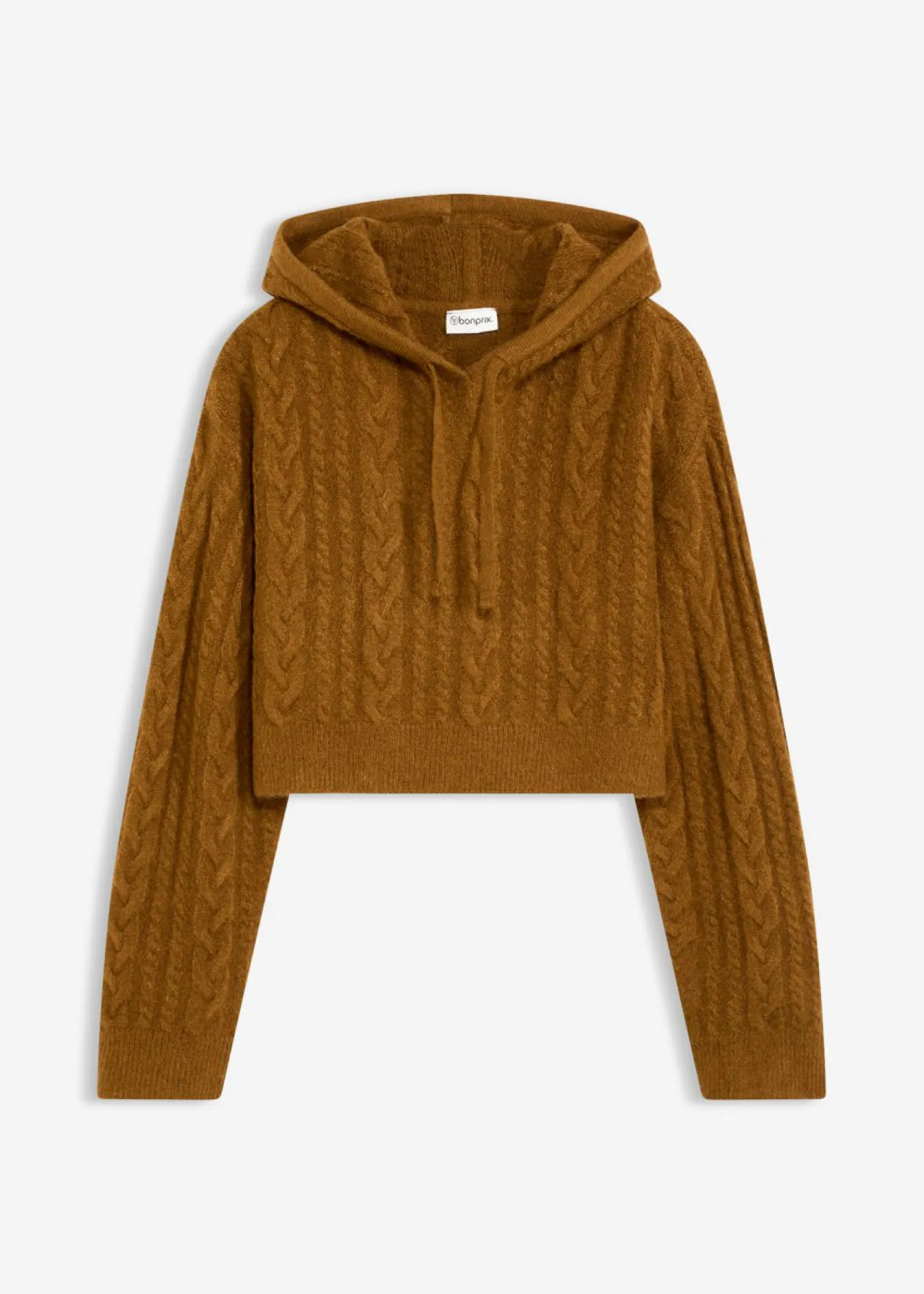 bonprix bonprix Jersey de punto grueso con capucha Marrón coñac Clearance