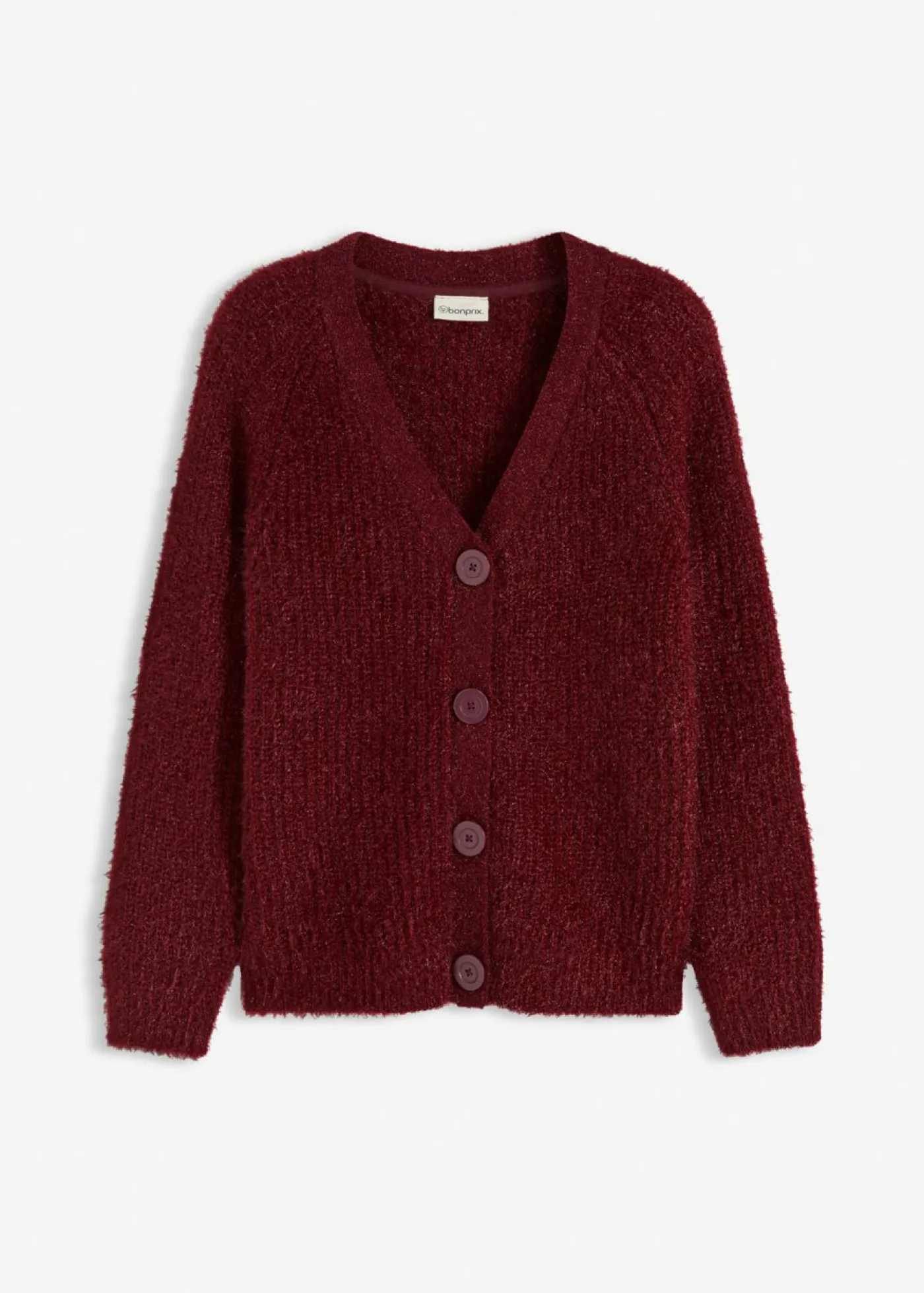 bonprix bonprix Jersey de punto grueso de canalé con efecto brillante Rojo rubí Discount