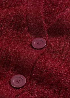 bonprix bonprix Jersey de punto grueso de canalé con efecto brillante Rojo rubí Discount