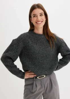 bonprix bonprix Jersey de punto grueso de mezcla de lana suave Antracita jaspeado Sale