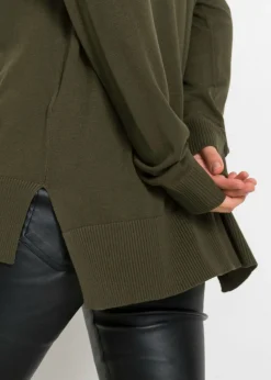 bonprix bonprix Jersey de punto oversize en mezcla de viscosa Verde oliva oscuro