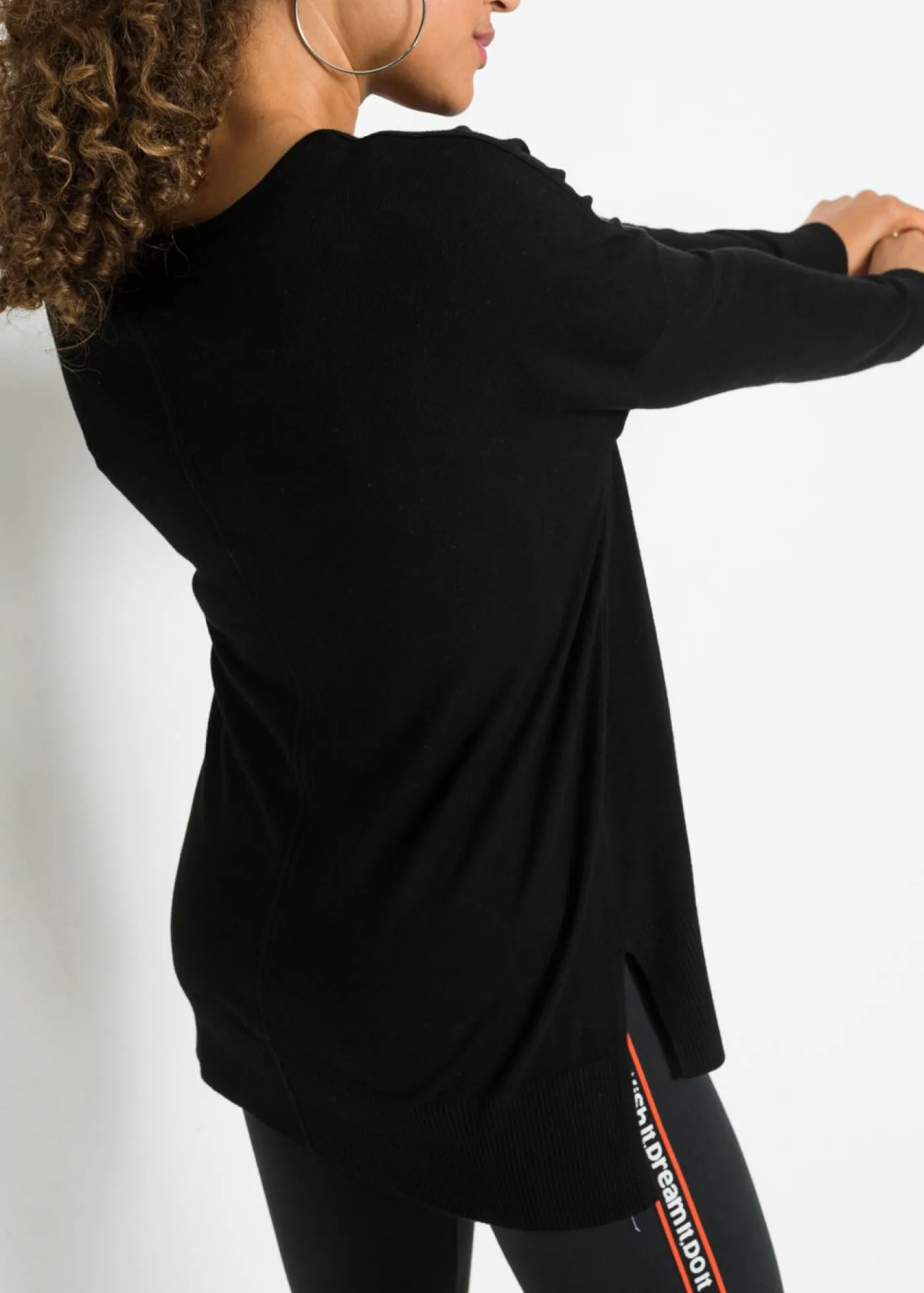 bonprix bonprix Jersey de punto oversize en mezcla de viscosa Negro Sale