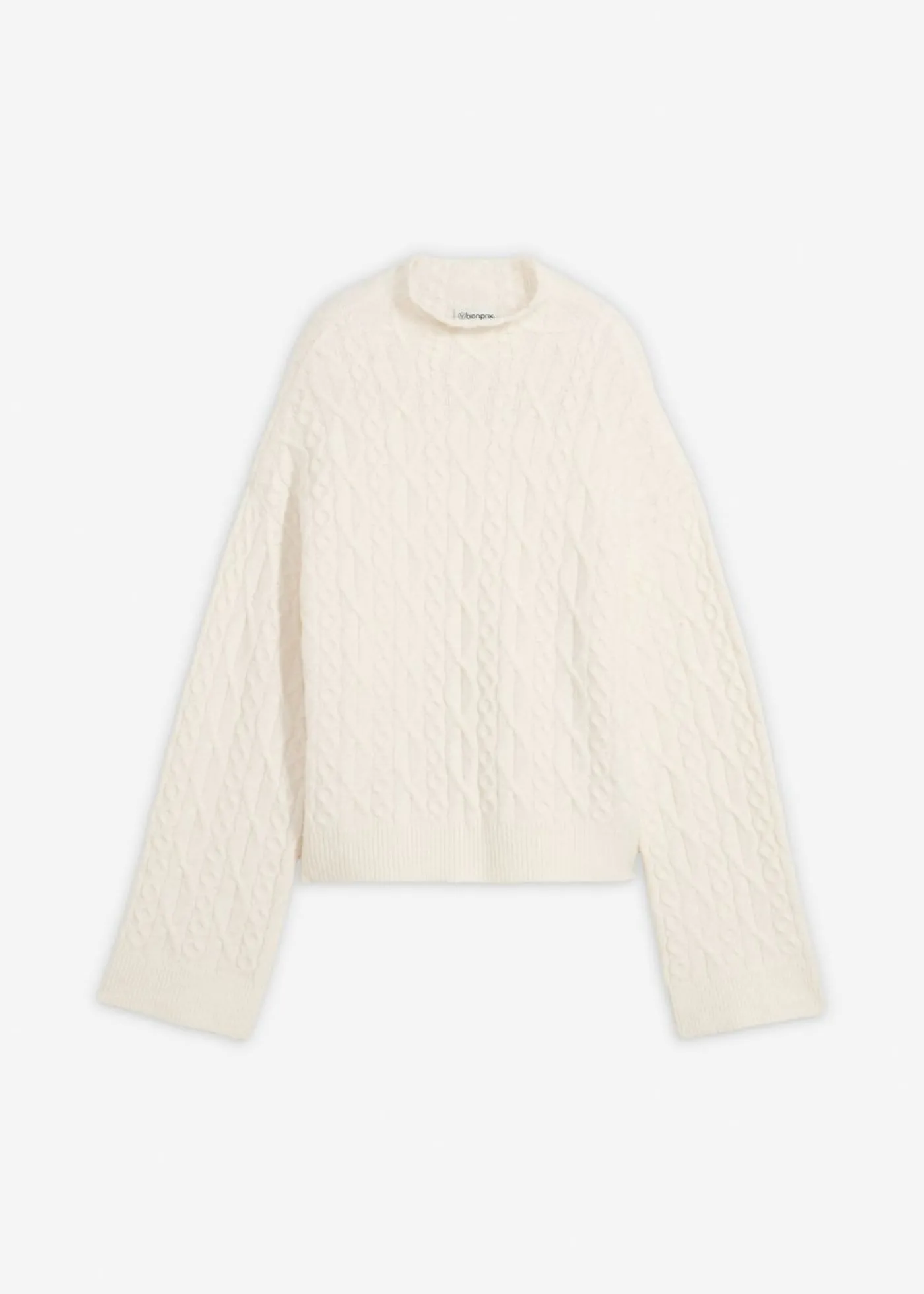bonprix bonprix Jersey de punto trenzado blanco perla moteado Sale