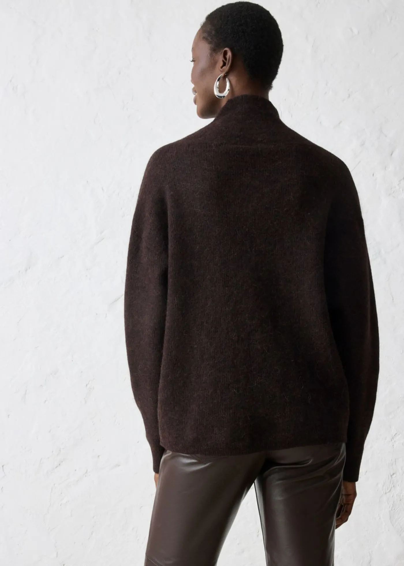 bonprix bonprix Jersey en cálida mezcla de alpaca Marrón oscuro Best