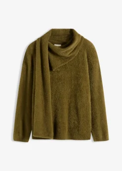 bonprix bonprix Jersey holgado con chal Oliva Online