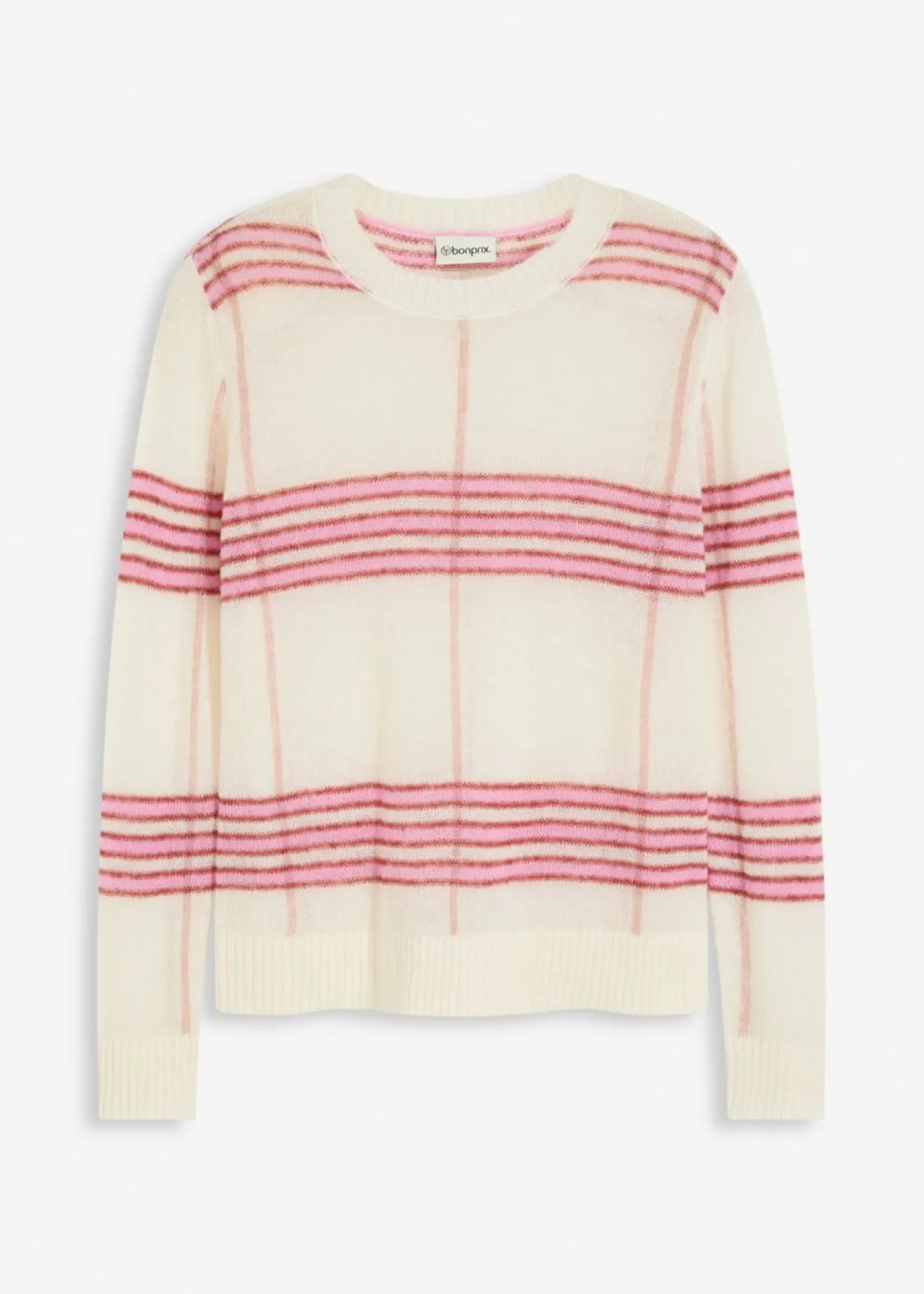 bonprix bonprix Jersey holgado con contenido de lana y alpaca blanco lana a cuadros Discount
