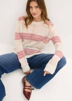 bonprix bonprix Jersey holgado con contenido de lana y alpaca blanco lana a cuadros Discount