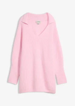 bonprix bonprix Jersey holgado con cuello tipo polo rosa cristal New