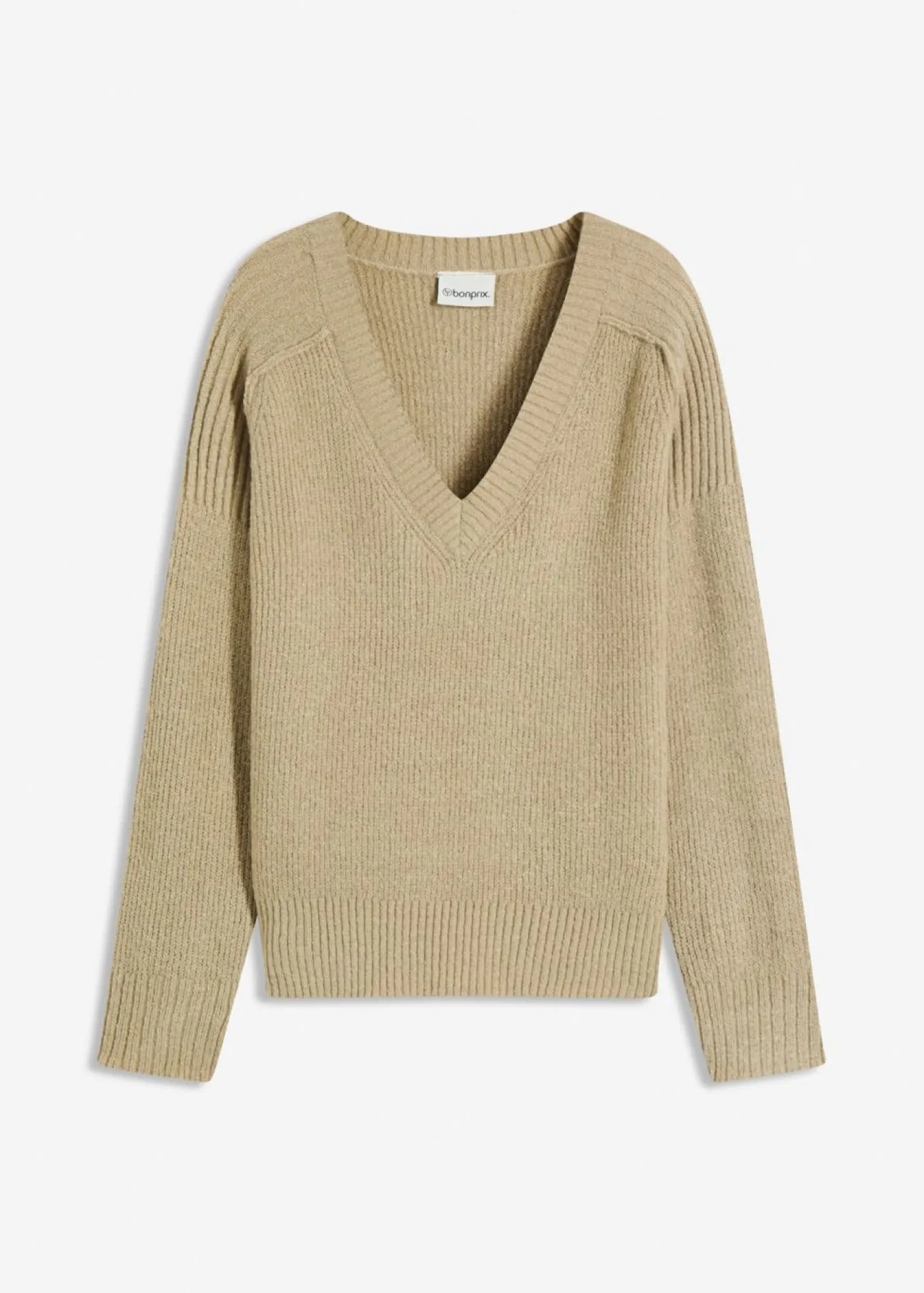 bonprix bonprix Jersey holgado con escote en V Verde aceite Online