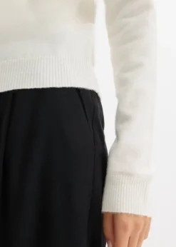 bonprix bonprix Jersey holgado con escote bañera Blanco lana