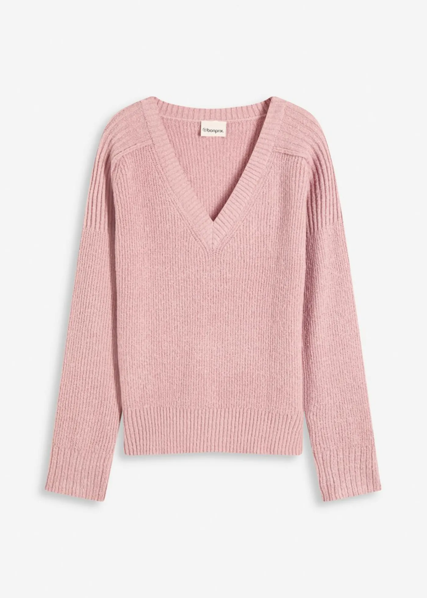 bonprix bonprix Jersey holgado con escote en V Rosa ceniza Online
