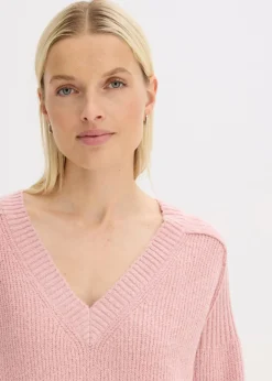 bonprix bonprix Jersey holgado con escote en V Rosa ceniza Online