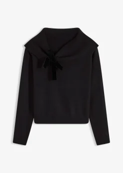 bonprix bonprix Jersey holgado con escote bañera Negro Clearance