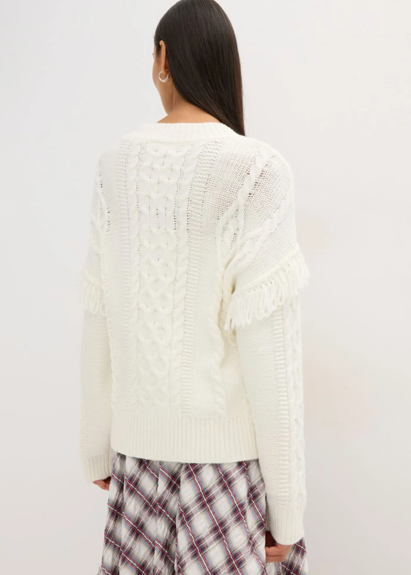 bonprix bonprix Jersey holgado con flecos blanco perla Hot