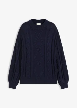 bonprix bonprix Jersey holgado con patrón trenzado azul tinta Discount