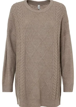 bonprix bonprix Jersey holgado con patrón trenzado Marrón grisáceo jaspeado New