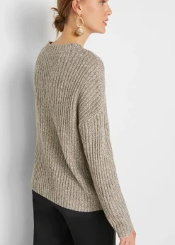 bonprix bonprix Jersey holgado con patrón trenzado beige moteado Online