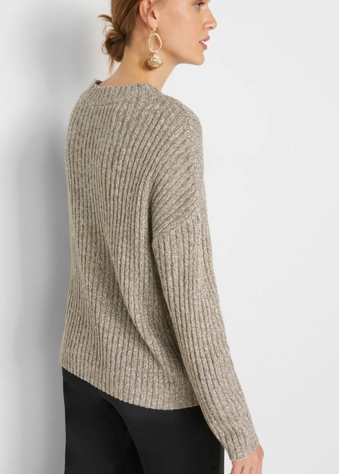 bonprix bonprix Jersey holgado con patrón trenzado beige moteado Online