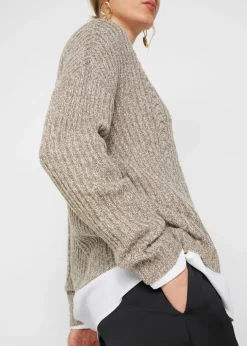bonprix bonprix Jersey holgado con patrón trenzado beige moteado Online