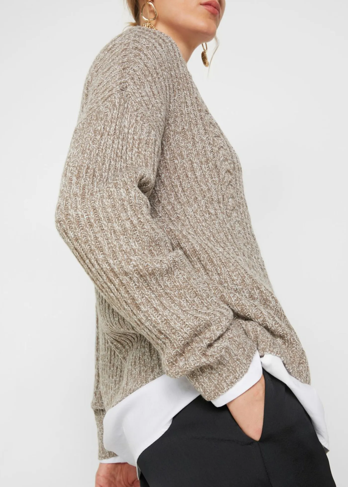 bonprix bonprix Jersey holgado con patrón trenzado beige moteado Online