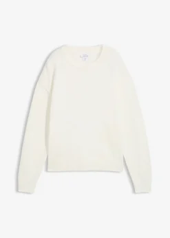 bonprix bonprix Jersey holgado de algodón puro Blanco lana Online