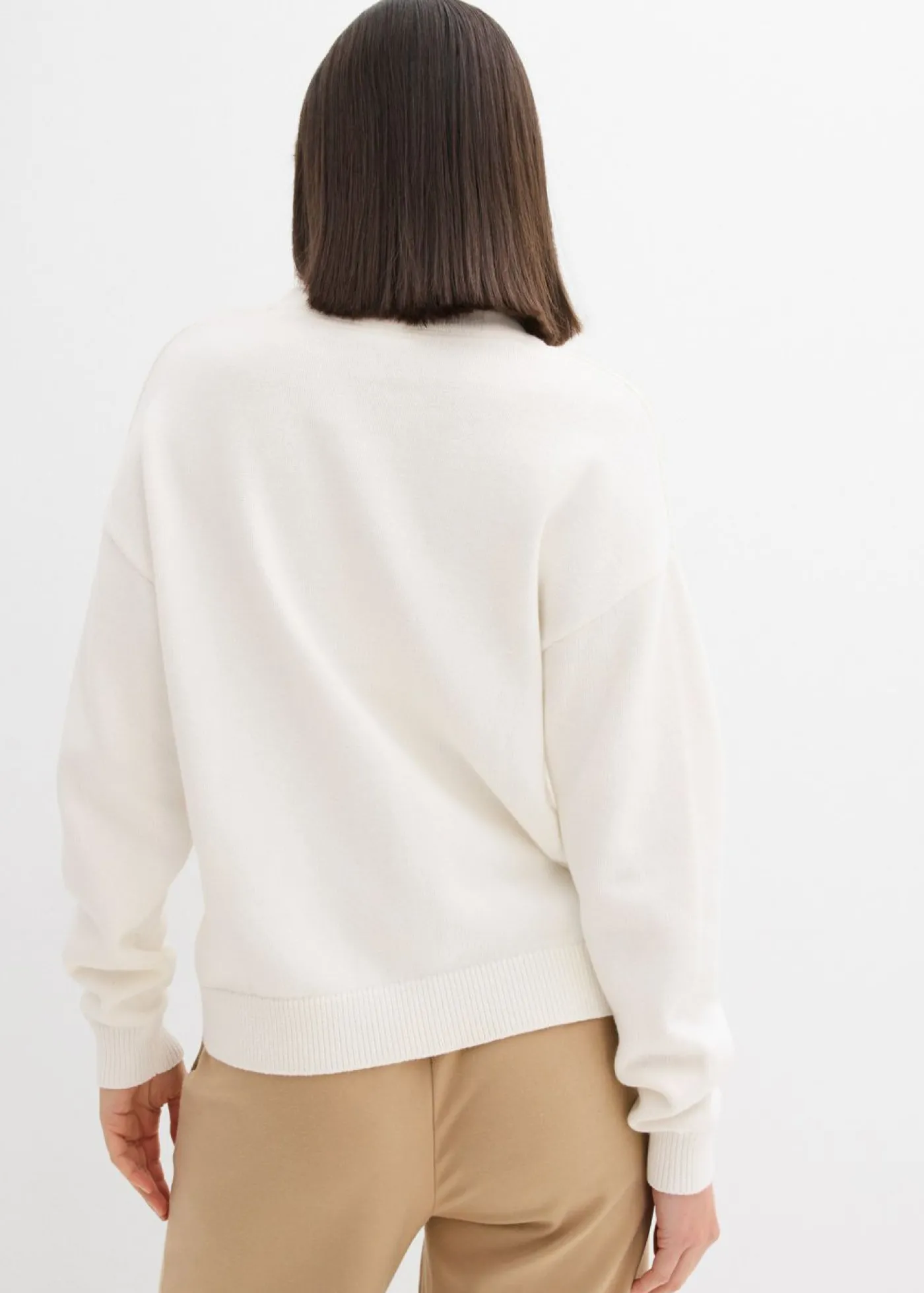 bonprix bonprix Jersey holgado de algodón puro Blanco lana Online