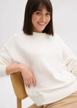 bonprix bonprix Jersey holgado de algodón puro Blanco lana Online