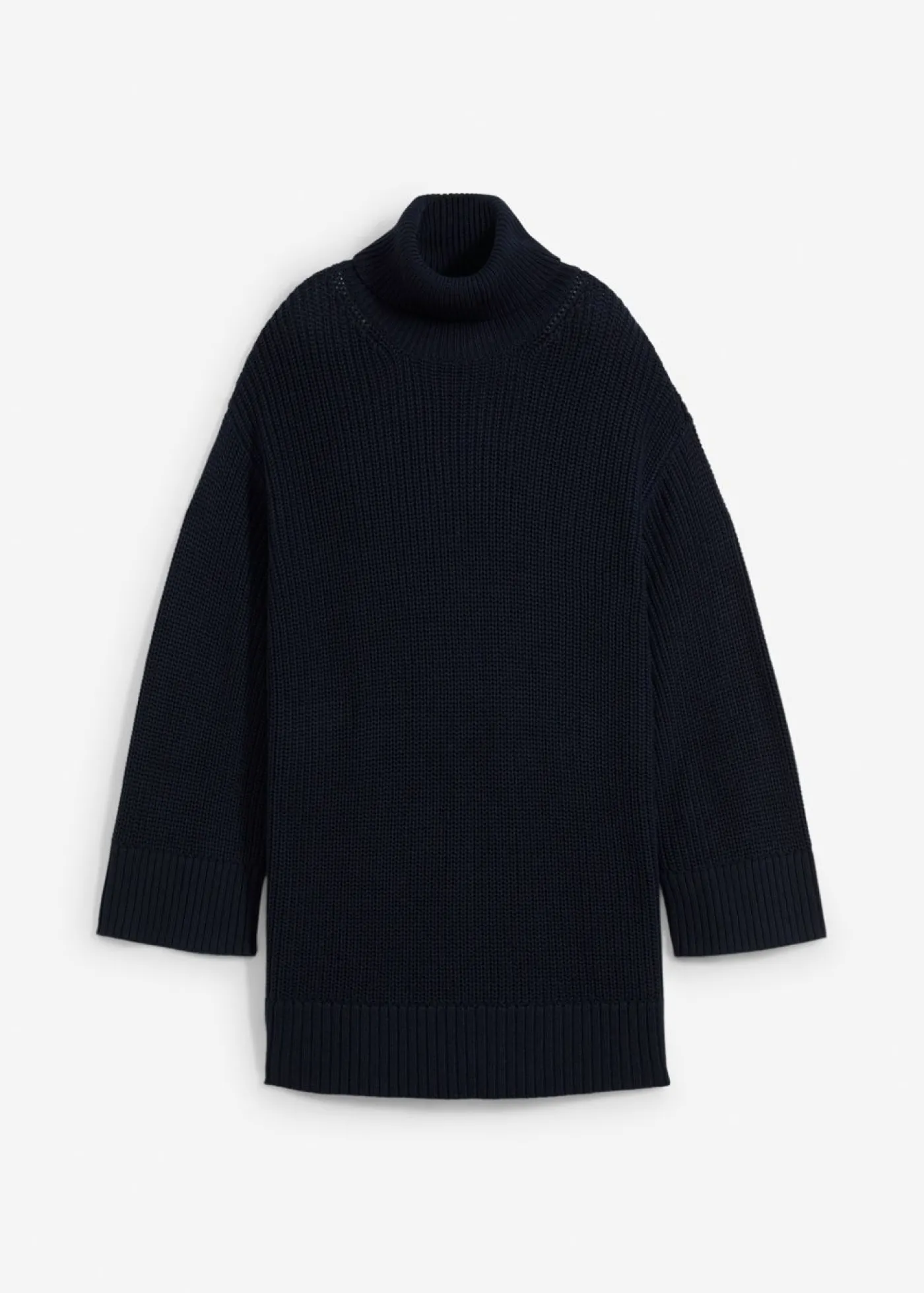 bonprix bonprix Jersey holgado de cuello vuelto de mezcla de algodón Azul marino Discount