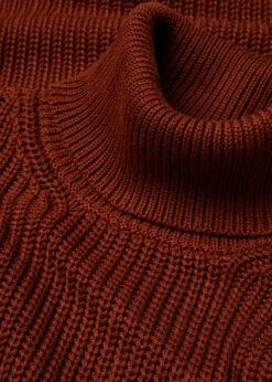 bonprix bonprix Jersey holgado de cuello vuelto de mezcla de algodón Marrón caoba Hot