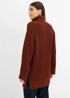 bonprix bonprix Jersey holgado de cuello vuelto de mezcla de algodón Marrón caoba Hot