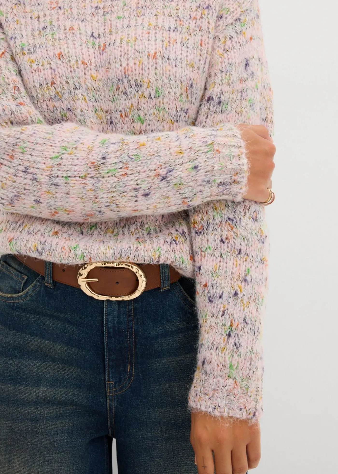 bonprix bonprix Jersey holgado de hilo espeso rosa apagado-baya-malva-musgo mate-amarillo naranja-turquesa cobalto mate-beige natural moteado Outlet