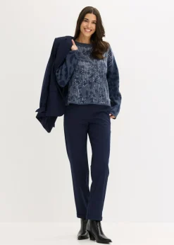 bonprix bonprix Jersey holgado de jacquard con lentejuelas Índigo/azul marino Discount