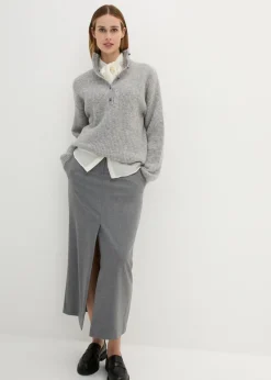 bonprix bonprix Jersey holgado de lana con alpaca Gris claro moteado New